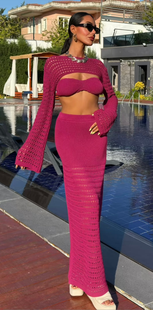 Bolero plum triple set