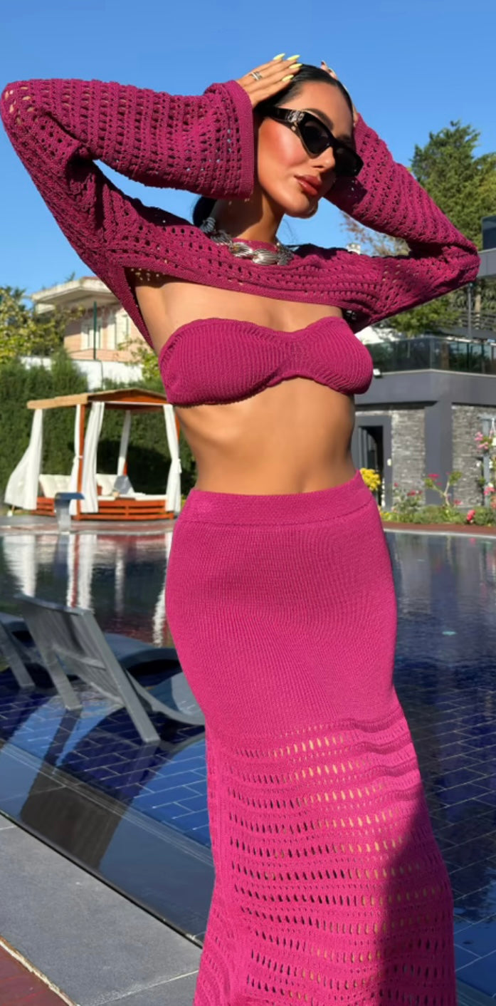Bolero plum triple set