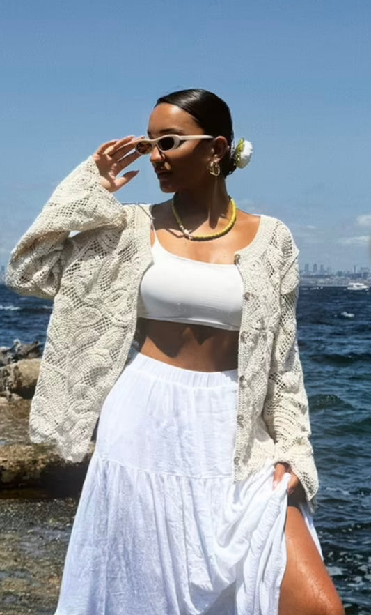 Buttoned cardigan -Ecru