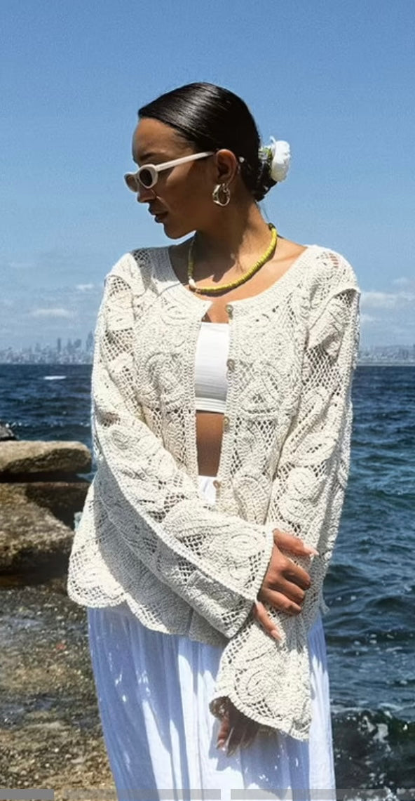 Buttoned cardigan -Ecru